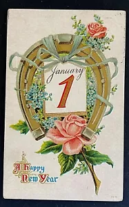 Postal, ""Feliz año nuevo"" usada (1913?) Matasellos de Los Ángeles. Buen estado - Imagen 1 de 2