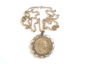 Ciondolo Argento Moneta Avstriae Imperiator Argento Catena Symbol Marchi 31,7 G - Foto 1 di 5