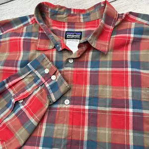 Patagonia Herren rot kariert Bio Baumwolle Langarm Knopfleiste Hemd Größe L - Bild 1 von 5