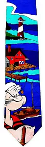 Popeye The Sailorman Men's Silk Necktie Licensed Cartoon Blue Neck Tie - Picture 1 of 3