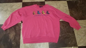 Limited Too Vintage Ski Season Embroidered Pink Crewneck Sweater Size: 16 - Picture 1 of 8