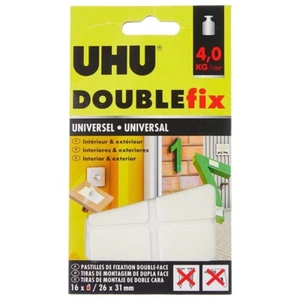 UHU Doble Fijación - Resistencia Universal Interior y Exterior 4 kg - 16 Almohadillas 26x31mm - Imagen 1 de 1