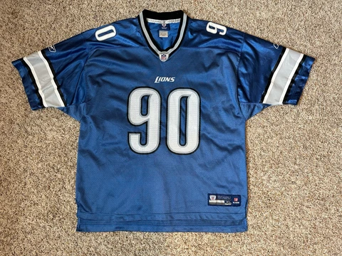 NFL Football Detroit Lions Ndamukong Suh #90 Reebok On Field Sewn Jersey Size XL Cover