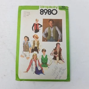 Vintage Simplicity 8980 Set of Vests Sewing Pattern 1970s Womens sizes 6 8 1979 - Picture 1 of 4