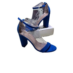 Dream Pairs Chunky Block Heel Sandals Ankle Strap Open Toe Pump Sandals Blue 9.5 - Picture 1 of 9