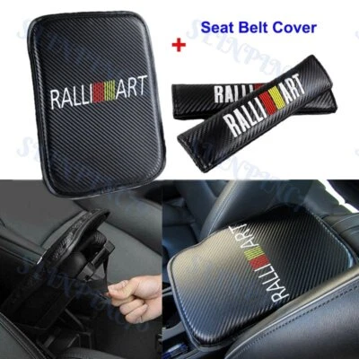 X1 RALLIART Coche Consola Central Apoyabrazos Cojín Almohadilla Cubierta con Juego de Funda de Cinturón de Seguridad Foto 1 de 4