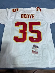 Christian Okoye Signed Auto Kansas City Chiefs Nigerian Nightmare Jersey JSA - Picture 1 of 7