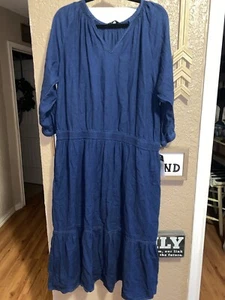 Ralph Lauren Women Navy Linen Blend Dress Size 20W NWT - Picture 1 of 2