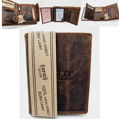 Wild Things only Herren XL Portemonnaie RFID echt Leder Vintage Geldbörse braun