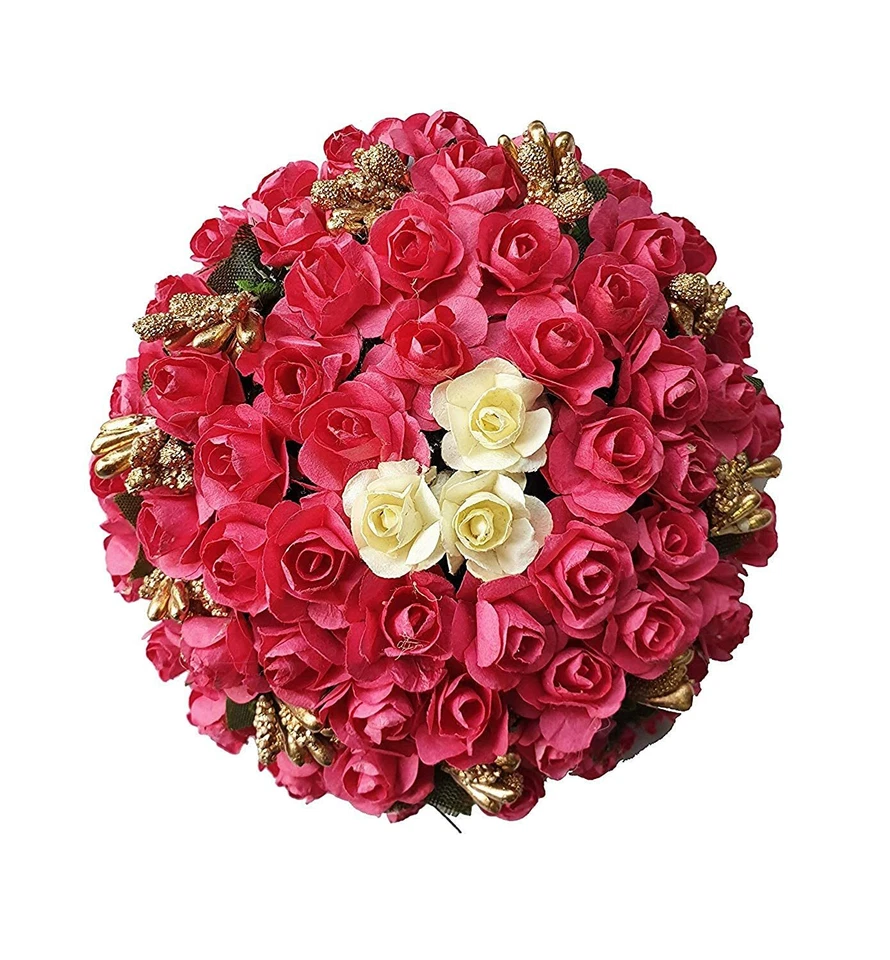 女式 Bun Juda Maker Flower Gajra Hair Accessories 多种颜色 — 第 1/2 张图片