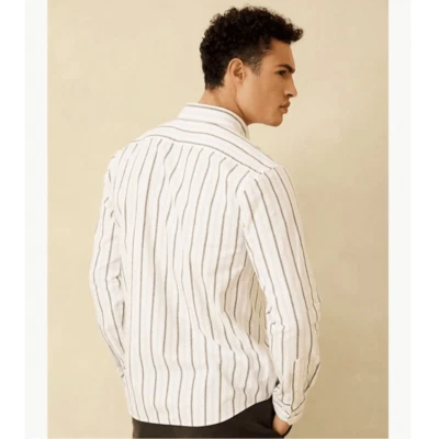 Camisa Banana Republic Para Hombre Mezcla de Lino Rayas Manga Larga Con Botones NUEVA XL Foto 1 de 4