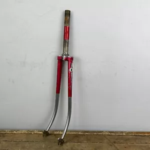 Vintage Peugeot 27 Fork Red Chrome Sock French France 8" Steerer Threaded 1" - Picture 1 of 21