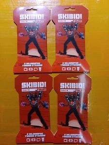 4er PACK SKIBIDI TOILETTE HOLOGRAFISCHE HANDEL AUFKLEBER BLISTERPACKUNG VERSIEGELT NEU - Bild 1 von 2