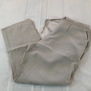 JULES & LEOPOLD Linen Blend Elastic Tie-Waist Cropped Knit Beach Pants Women's M - Picture 1 of 9