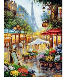 Paint By Numbers Adults kids Paris Street City DIY Painting Kit 40x50CM Canvas - Picture 1 of 10