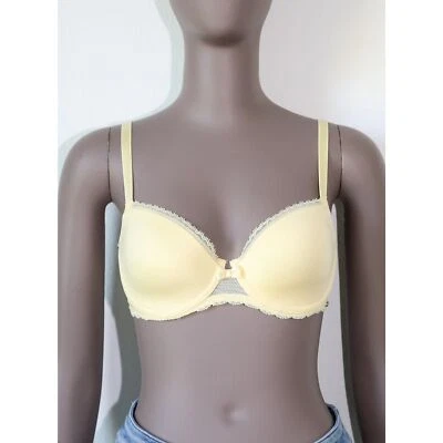 Chantelle желтый кружева сетки повседневный поддерживающий футболка бюстгальтер белье размер 30DD - Изображение 1 из 3