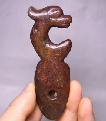 9CM Hongshan Cultura Antigua Moneda de Jade Tallada Yu Pig Dragón Gancho Gou Amuleto Colgante Foto 1 de 4