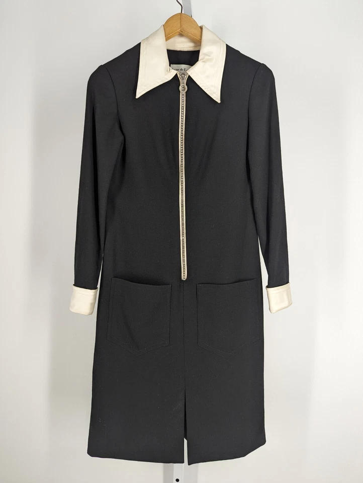 Vestido Oscar De La Renta De Colección Años 60 Diamante Cremallera Negro Blanco Museo 8 Unión EE. UU. Foto 1 de 4