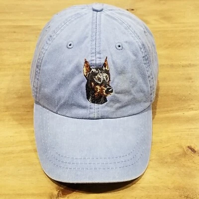 Doberman Pinscher Hat Cap Strap Back Blue Casual Baseball Cotton Dad One Size - Image 1 of 4