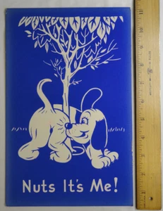 Original 60er Jahre Ladenschild Karte Cartoon Nuts It's Me! / Offen - Bild 1 von 2