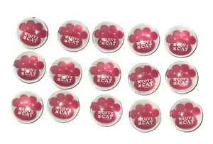 I LOVE CAT GLASS Thumb Tacks - Set of 15 Handmade Decorative Pins - Picture 1 of 3