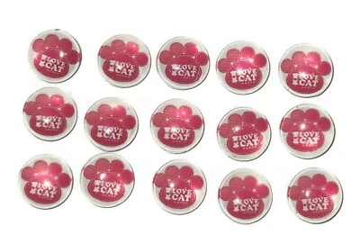 I LOVE CAT GLASS Thumb Tacks - Set of 15 Handmade Decorative Pins - Image 1 of 3