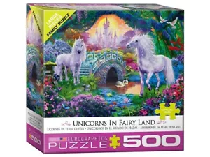 Eurographics 500 Piece Large Format Jigsaw Puzzle - Unicorns In Fairy Land - Picture 1 of 1