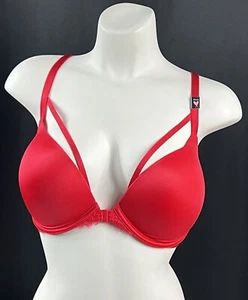 Victoria's Secret Very Sexy Red Strappy Front Close Push-Up Bra 32DDD - Picture 1 of 3