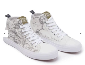 AKEDO X LORD OF THE RINGS MAP WHITE SIGNATURE HIGH TOP Shoes Men's 9.5 - Picture 1 of 6