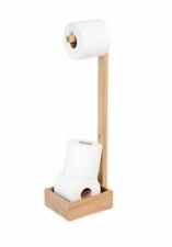 Bamboo Wooden Toilet Paper Tissue Roll Holder Storage Stand Standing Bath