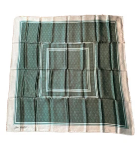 Vintage 1970's Designer Scarf James Daugherty Silk Scarf Green Abstract Print - Picture 1 of 12