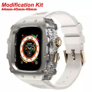 Für Apple Watch Ultra2 49 mm Kristall Titan Gehäuse Silikon Band 9 8 7 6 44/45 mm - Bild 1 von 23