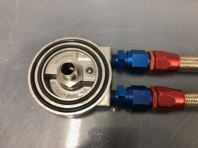 B&M Oil Filter Adapter Sandwhich With 10AN Aeroquip Hose - Image 1 of 4