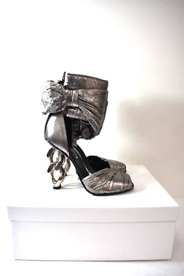NUEVO Zapatos Balmain de Cuero Plateado Talla 39/8 M En Oferta jf Foto 1 de 4