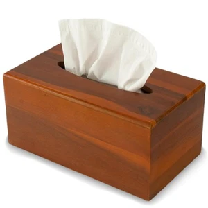 Tissue Box Holder - Tissue Box Cover Square- Acacia Wood Tissues Cube Box Cov... - Picture 1 of 7