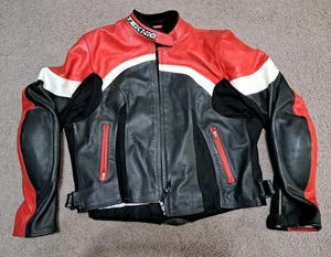 Teknic Women’s Leather Armored Motorcycle Jacket Racing Black Red ,White Sz 18 - Picture 1 of 4
