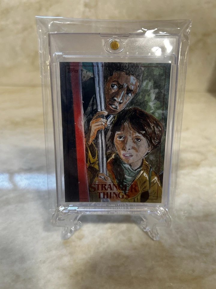 2018 Topps Stranger Things S1 Mike Wheeler/ Lucas Sinclair Sketch Art Card 1/1 - Image 1 of 2