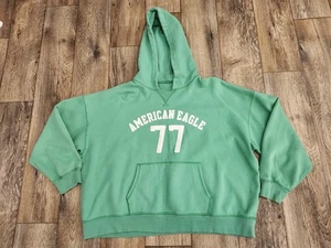 Vintage Y2K American Eagle Hoodie XL Herren X Large grün Sweatshirt AEO  - Bild 1 von 8