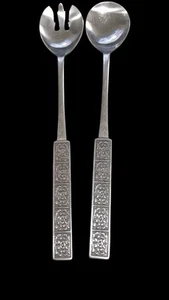 Wiltshire Burgundy 2 Pc Set Salad Servers Stainless Sterr - Picture 1 of 7