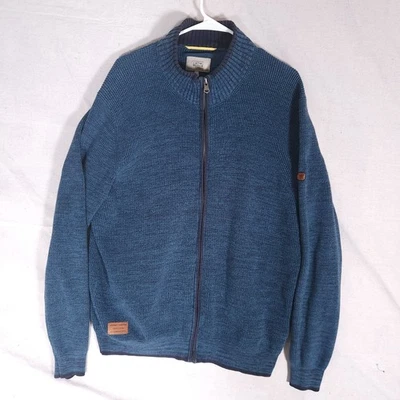 Suéter Camel Active Para Hombres Tejido Gofre Cremallera Completa XXL Azul Algodón Acrílico Informal Foto 1 de 4