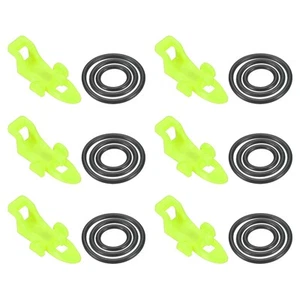 6 Pcs Plastic Fishing Hook Keeper Lure Holder with 3 Size Rubber Rings Green - Picture 1 of 6