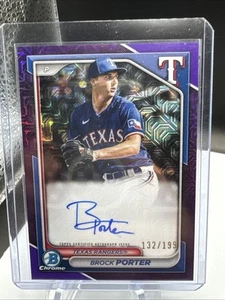 Brock Porter 2024 Bowman Chrome Purple Mojo Auto RC /199 #BMA-BP Rangers - Picture 1 of 2