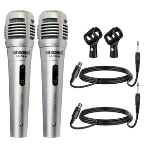 5 Core Dynamic Vocal Microphone Pair Cardioid Handheld Mic w/XLR Cable PM-66K - Picture 1 of 12
