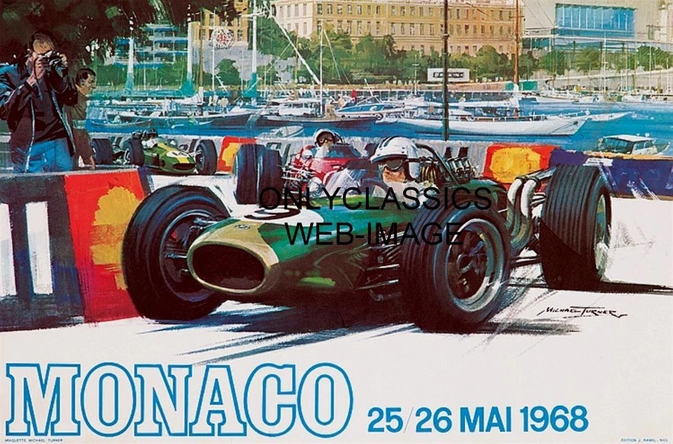 1968 MONACO 8.5X11 POSTER JACK BRABHAM GRAND PRIX FORMULA ONE AUTO RACING INDY - Image 1 of 1