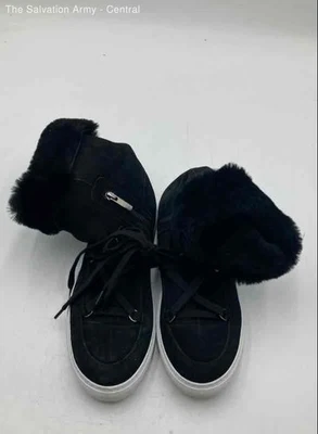 Botas de nieve Aquatalia para mujer de cuero negro con punta redonda con cordones a mitad de la pantorrilla talla 10 Foto 1 de 4
