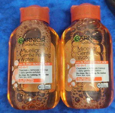 2 x Garnier SkinActive Agua Limpiadora Micelar Ácido Hialurónico, Aloe 3.4 OZ eac Foto 1 de 2
