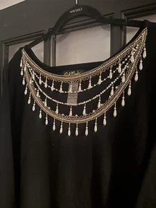 🩷Vintage Bob Mackie Wearable Art 3X Tunika Top Damen Schwarz Perlen Pullover Neu - Bild 1 von 10