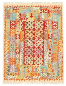 Vintage Hand Woven Carpet 5'0" x 6'4" Traditional Wool Kilim Rug - Picture 1 of 9