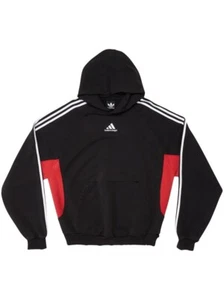 RARE BALENCIAGA x adidas Hoodie Large Fit Logo Embroidered Pullover Damaged - Picture 1 of 13