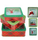 Ensemble de boîtes à biscuits en métal de Noël de 3 tailles boîtes à biscuits décoratives ensemble cadeau